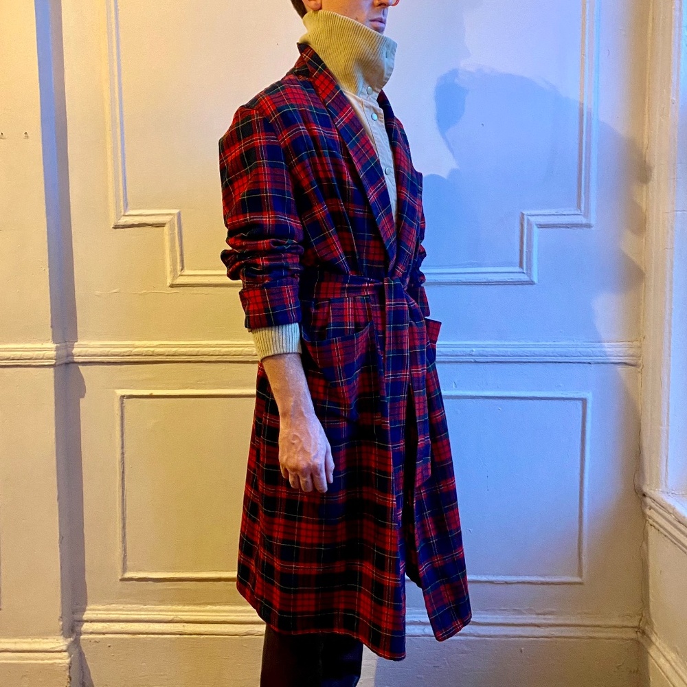 vintage 70s wool plaid pendleton robe